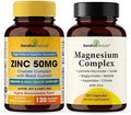SANDHUHERBALS Zinc 50mg Bundle with Magnesium Complex 6 in 1 Supplement | Supports Immune, Muscle Health & Quality Sleep | for Men & Women