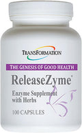 TRANSFORMATION THE GENESIS OF GOOD HEALTH Enzymes ReleaseZyme Blend Supplement with Natural Herbs, Advanced Digestive Support Formula with Protease, Helps Break Down Proteins, Plant Based Enzymes, 100