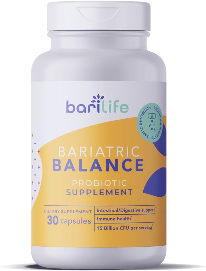 Bari Life Probiotic Supplement, Post-Op Bariatric Probiotics for Digestive Health, 30 Easy to Swallow Capsules, 15 Billion CFU