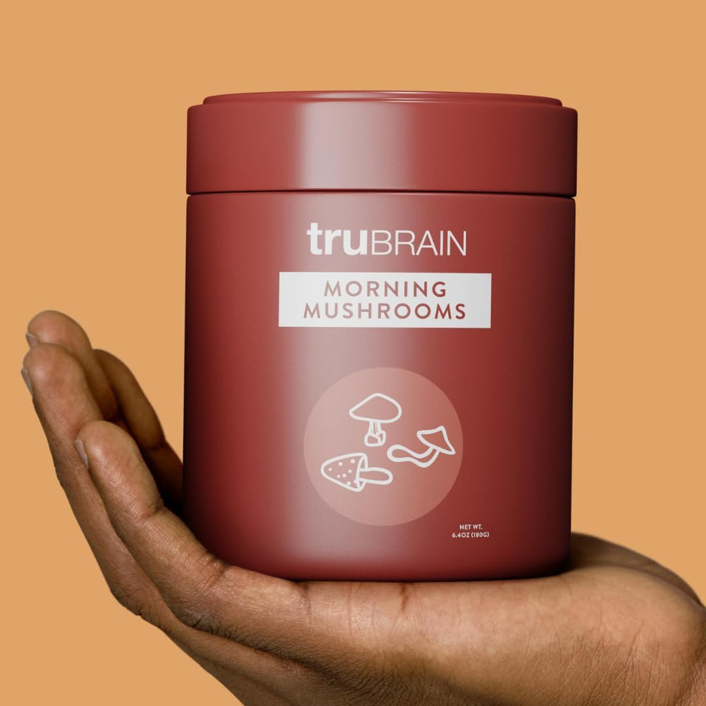 TruBrain Morning Mushrooms: Coffee Alternative with Superfoods & Adaptogens | USA-Grown Lion’s Mane, Chaga, Cordyceps, & Reishi Mushrooms | Natural Energy, Focus, and Immune Support