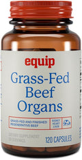 Equip Grass-Fed Beef Organs - Regenerative Freeze Dried Beef Liver Capsules - Includes Kidney & Heart - Natural Multivitamin Organ Supplements to Support Energy, Immunity & Heart Health (30 Servings)