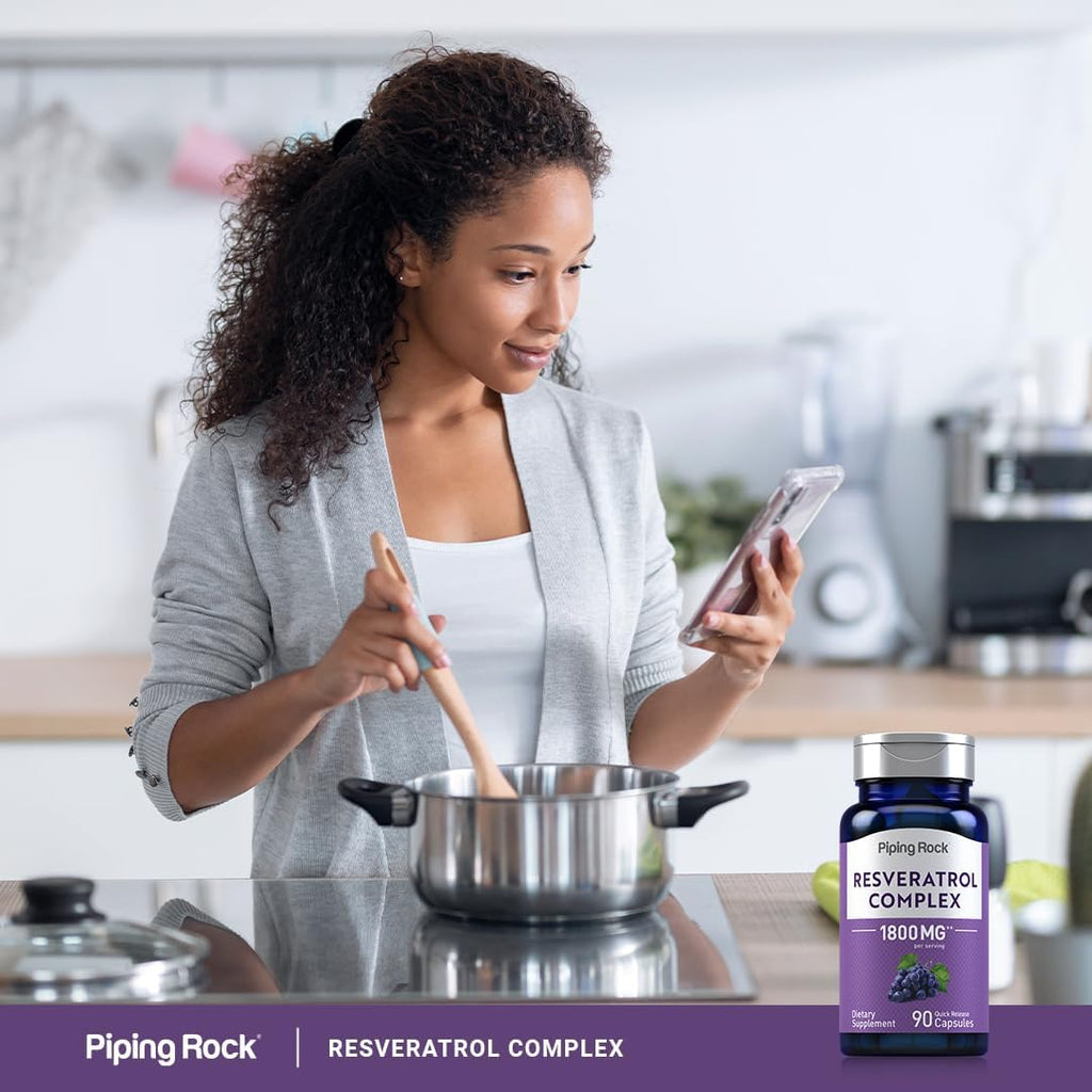 Piping Rock Resveratrol Complex | 90 Capsules | Ultra Potent Formula | Non-GMO, Gluten Free Supplement