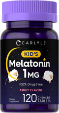Carlyle Kids Melatonin 1mg | 120 Chewable Tablets | Fruit Flavor | Vegetarian Supplement | Non-GMO, Gluten Free Formula