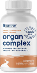 NativePath Beef Organ Complex, Liver Heart Kidney, 180 Count | Grass-Fed, Freeze-Dried, Rich In Vitamin A, B12, Iron & Choline, New Zealand Sourced, Daily Energy