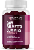 Saw Palmetto Gummies for Women, Raspberry, 60ct, 2500mcg Biotin | DHT Blocker & Hair, Skin, Nail Health Gummies, Supports Stronger-Looking Hair, Raspberry Flavor, 1 Month Supply