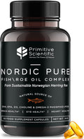 Primitive Scientific Nordic Pure Oil Complex (60 Fish Oil Capsules) for Brain, Immunity & Vision - Heart Supplement w/EPA, DHA, Vitamin D3, Choline - Omega 3 Supplements