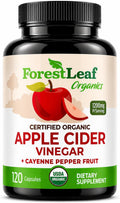 USDA Organic Apple Cider Vinegar Capsules with Mother, 1200 mg | Vegan & Non-GMO | Apple Cider Vinegar Pills with Cayenne Pepper & Ginger Root | 120 Caps