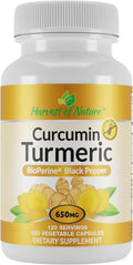Organic Turmeric Curcumin Supplement, 120 Capsules 1 Pack | BioPerine® Black Pepper Extract, Turmeric Curcumin Supplement, Vegetable Cellulose