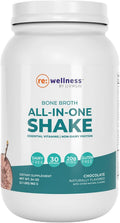 Reignite Wellness by JJ Virgin | Chocolate Bone Broth All-in-One Shake | Gluten Free + Dairy Free Protein Powder | Contains 20G of Beef Protein with Vitamins, Minerals, Amino Acids | 30 Servings
