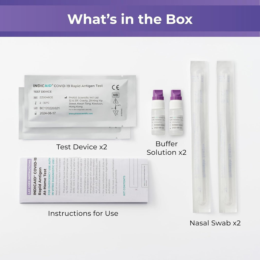 INDICAID COVID-19 Antigen Rapid Test, FDA EUA Authorized OTC COVID Home Test, 2 COVID Tests in a Individual Pack, Convenient for Both Home Use and Business Distribution, HSA/FSA Eligible, Easy to Use | |Easy to use| Accurate and Fast Result|Fast/free Prim