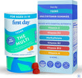 FIRST DAY Teen Multivitamin Gummy with Organic Fruit & Veggie Blend, 60 ct. | Vegan teen vitamins for ages 13-18 with 12 key nutrients, methylfolate, magnesium and zinc; 2 daily, 30-day supply.