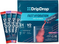 DripDrop Hydration Juicy Variety Pack, Electrolyte Packets, 32 Count | Grape, Fruit Punch, Strawberry Lemonade & Cherry; 3X Electrolytes, Vitamin C, Magnesium, Zinc; Single Serve Powder Drink Mix