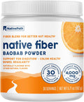 NativePath Baobab Prebiotic Fiber, Orange, Sugar-Free, 30 Servings | Organic Soluble Source, L-Glutamine, Supports Digestion, Regularity, Gut Health & Microbiome, Keto