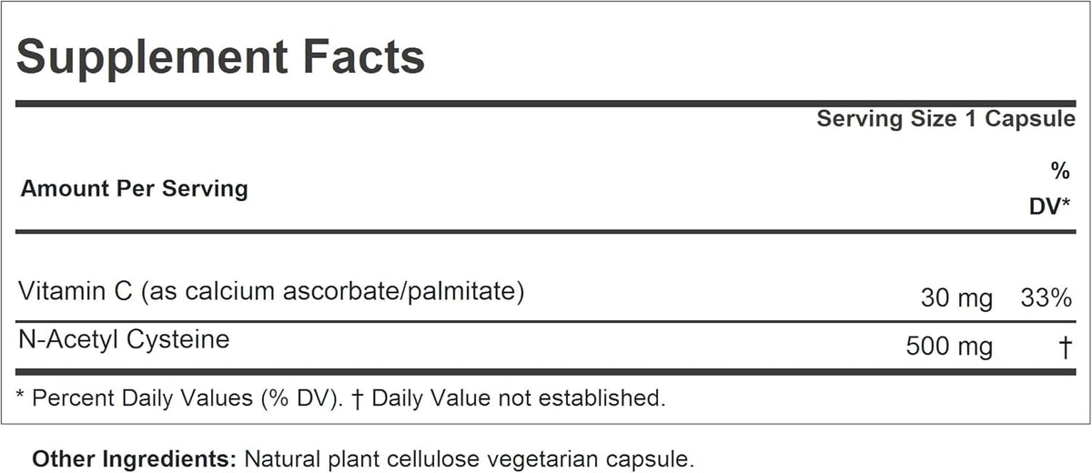 ANDREW LESSMAN ProCaps NAC 500 N-Acetyl Cysteine, 60 Capsules | 500 mg of N-Acetyl Cysteine to support glutathione production, antioxidant defenses and cellular health.