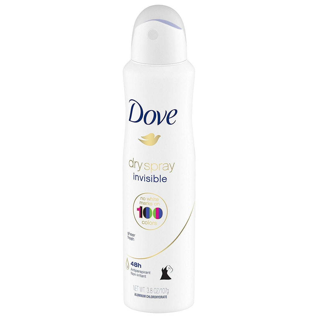 Dove Dry Spray Antiperspirant - Invisible - Sheer Fresh - Net Wt. 3.8 OZ (107 g) Per Can - Pack of 3 Cans