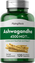 Piping Rock Ashwagandha Capsules | 120 Count | Herbal Supplement with Black Pepper Extract | for Women and Men | Non-GMO, Gluten Free