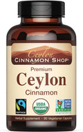 Organic Ceylon Cinnamon Capsules, USDA Certified Supplement - 90 Count | Premium Grade, True Sri Lankan Variety, Cinnamomum Verum, All-Natural, Non-GMO, Gluten Free, Made in the USA (GMP)