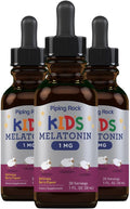 Piping Rock Kids Melatonin Liquid 1 fl oz | 1mg | Pack of 3 Bottles | Berry Flavor Drops | Non-GMO, Gluten Free Supplement