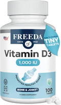 FREEDA Vitamin D3-1000 IU - Pure High Potency Kosher Supplement Tablets - Bone and Muscle Health, Calcium Absorption, Immune Support for Men and Women* - 100 Count | Supports Bone, Muscle & Immune Health – Helps Calcium Absorption – Easy-to-Swallow Tiny T