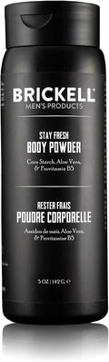 Brickell Men's Products Stay Fresh Body Powder for Men, Talc-Free, Absorbs Sweat, Keeps Skin Dry, with Aloe, Pro-Vitamin B5, and Corn Starch, 5 oz, Scented