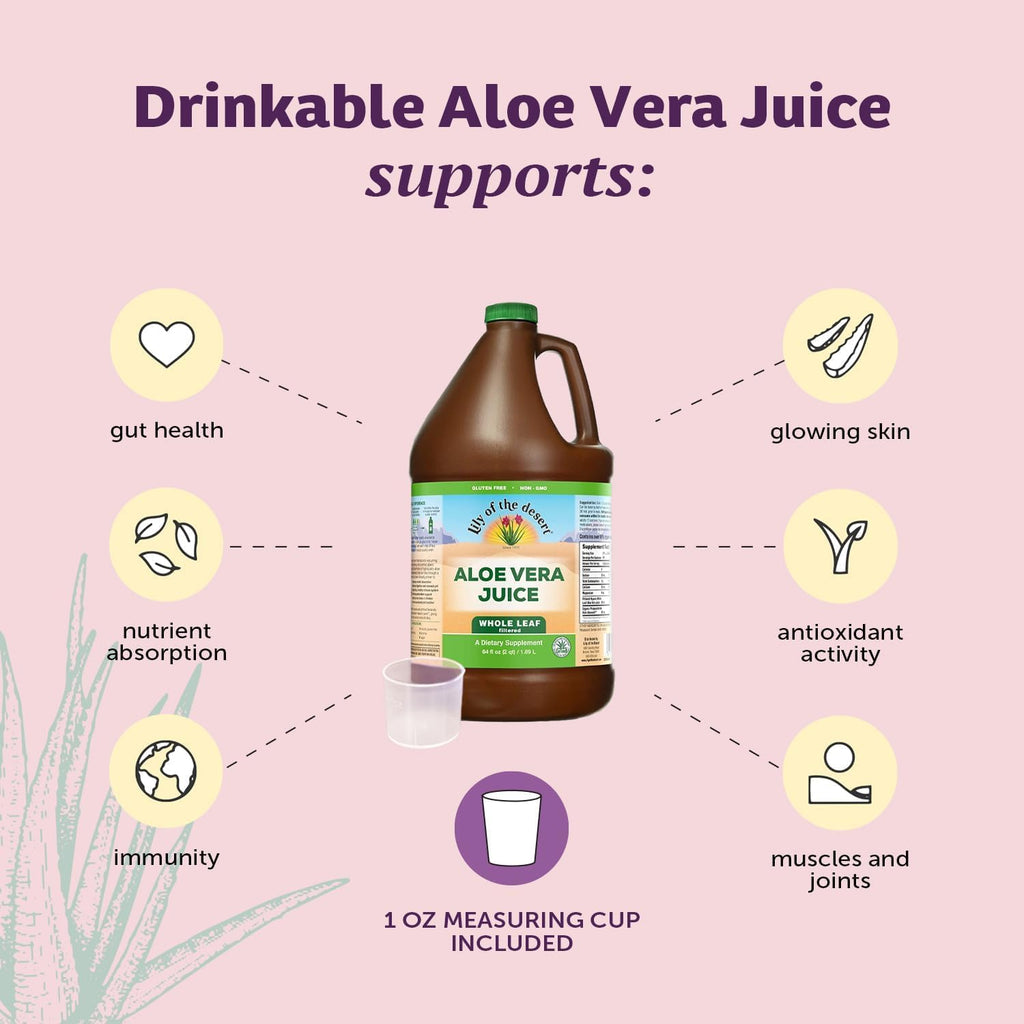 Lily Of The Desert Aloe Vera Juice, Whole Leaf, Organically Grown, Non-GMO, 64 Fl Oz