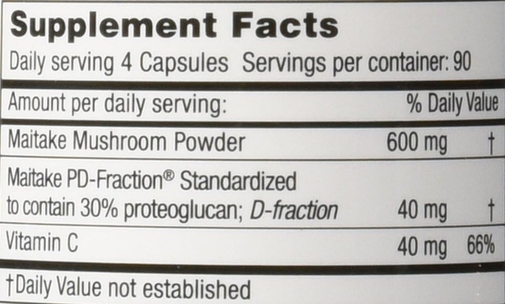 MUSHROOM WISDOM Maitake Mushroom Extract D-Fraction 360 Capsules