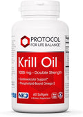 PROTOCOL FOR LIFE BALANCE Krill Oil 1,000mg, DHA & EPA, 60 Softgels | Extra Strength Krill Oil Supplement, DHA and EPA, with Astaxanthin, Support Heart, Brain, Joints*, Non-GMO and Halal