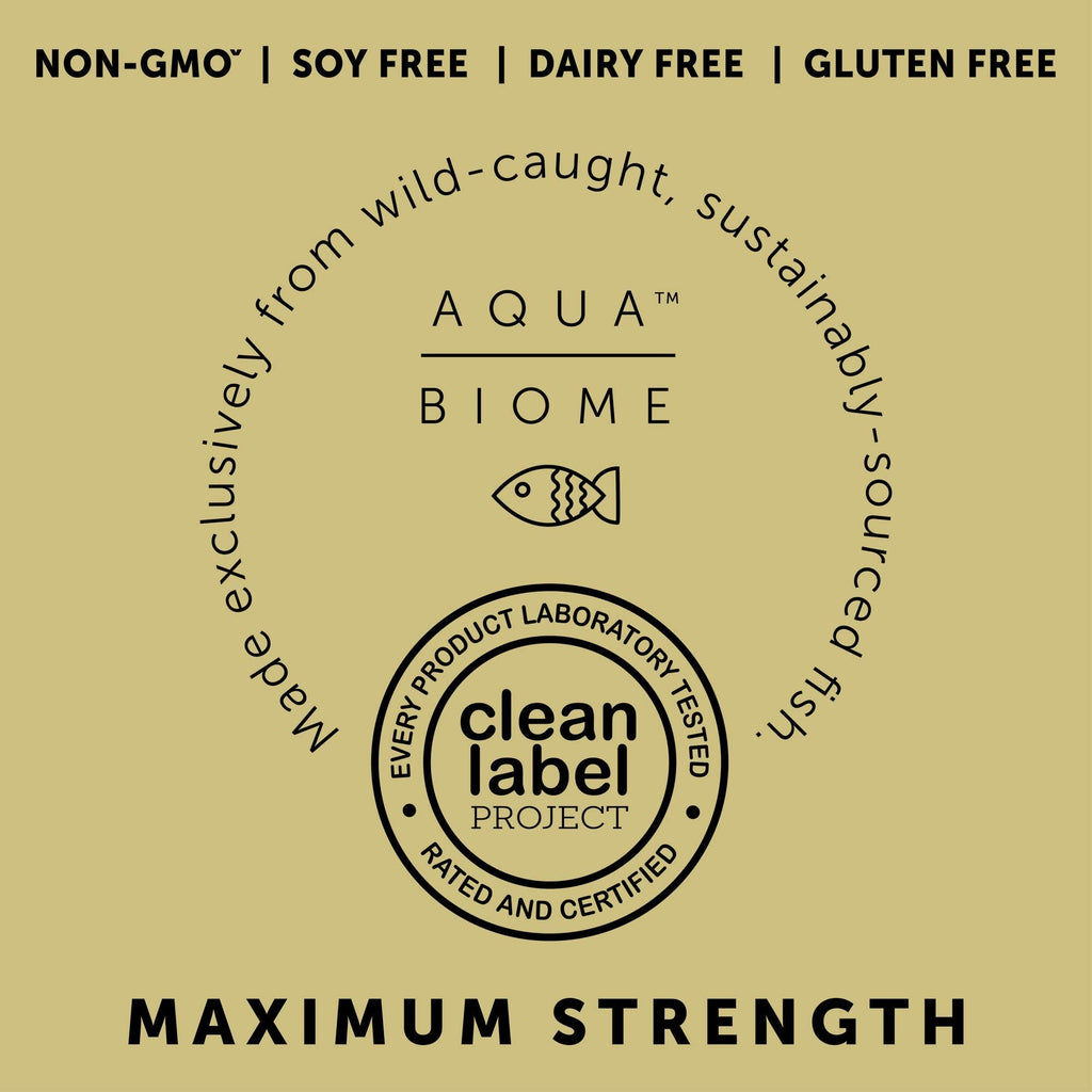 Aqua Biome by Enzymedica Omega 3 Fish Oil Maximum Strength - 120 Softgels | Fish Oil Omega 3 Fatty Acid Supplement for Women & Men, Source of DPA, EPA, & DHA, Heart & Brain Health Support, Gluten Free