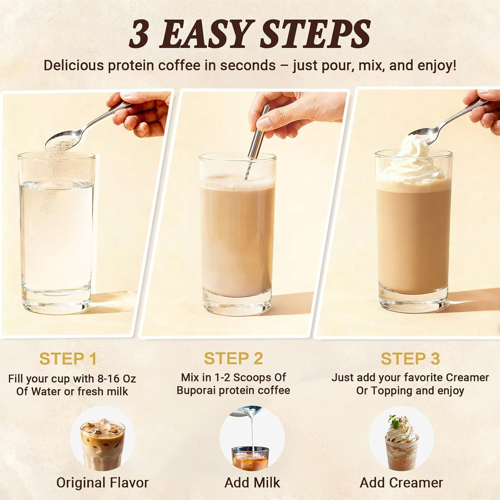 Caramel Protein Coffee Powder - Instant Iced Coffee, Sugar Free, Keto Friendly, 10 g Protein, 80 mg Caffeine Per Serving - 20 Servings