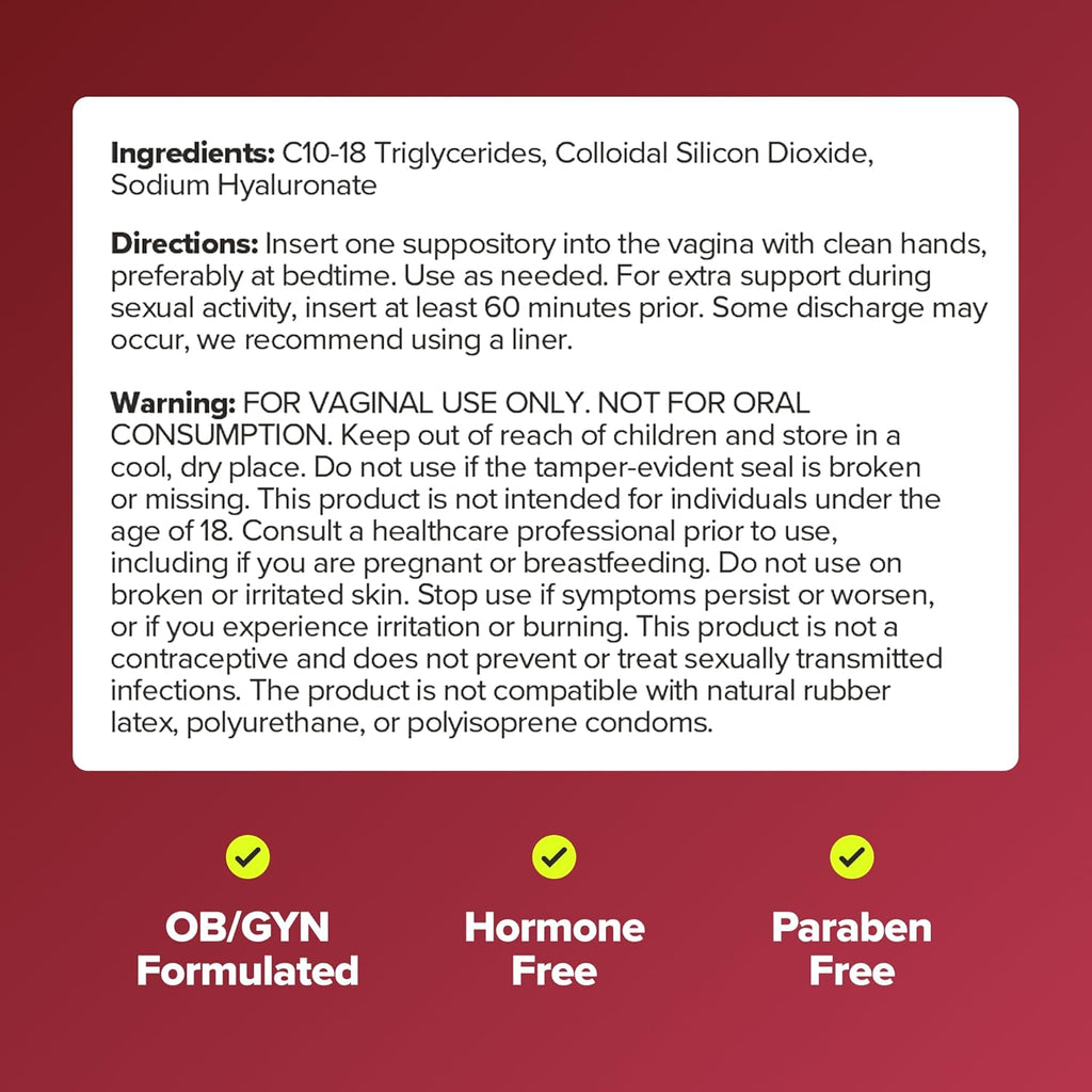 URO Vaginal Moisture Hyaluronic Acid Suppository for Easier Intimacy– 10 Ct