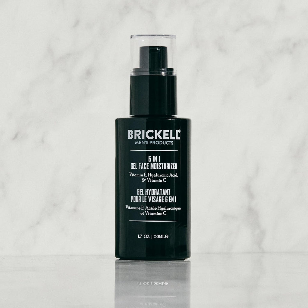 Brickell Men's 6 in 1 Gel Face Moisturizer for Men, Gel Moisturizer With Hyaluronic Acid, Peptides, and Vitamin C, 1.7 ounces, Unscented