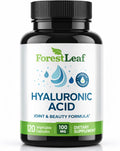 ForestLeaf Hyaluronic Acid Supplements | 100mg High Bioavailable Dietary Hyaluronic Acid Powder Capsules + 50mg VIT C | Supports Skin Hydration, Joint Lubrication, Anti-Aging, Hair & Nails | 120 Caps