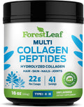 ForestLeaf Collagen Peptides Powder Unflavored - Hydrolyzed Grass Fed Keto Collagen Protein Powder Type 1, 2 & 3 - Vital Hair, Skin, Nails, Joints, Recovery, 11g Per Serving