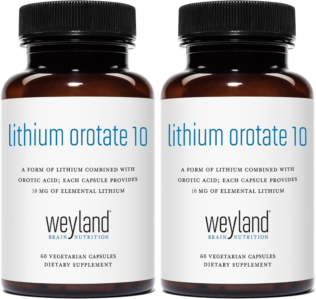 Lithium Orotate - 10mg of Elemental Lithium, 60 Vegetarian Capsules (Pack of 2)