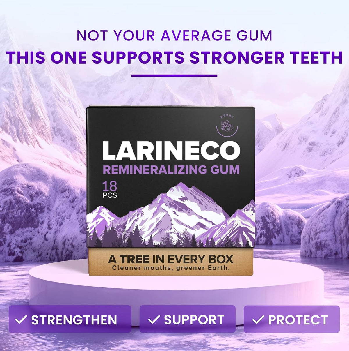 Larine Remineralizing Gum with Nano Hydroxyapatite &amp; Xylitol – Sugar-Free Xylitol Gum – Plastic-Free, Dye-Free, Aspartame-Free – Natural Base