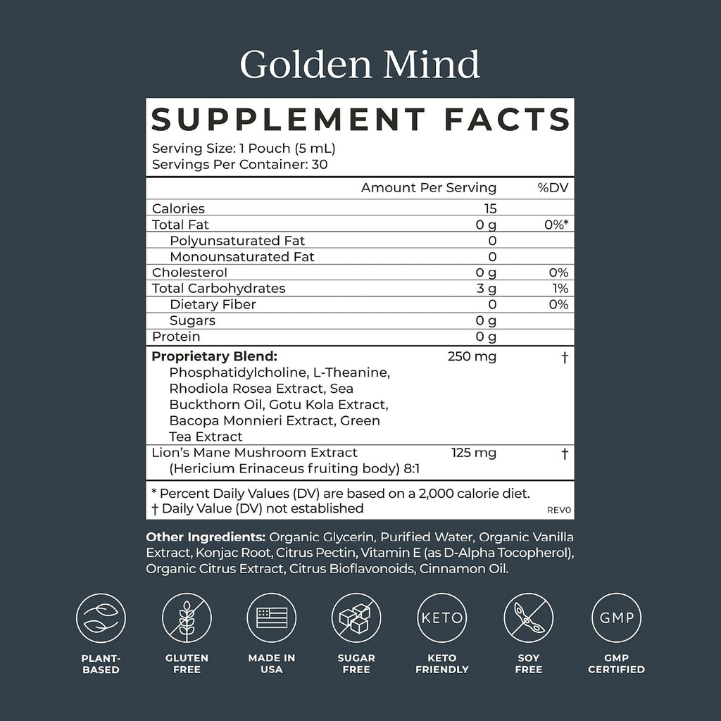 CYMBIOTIKA Liquid Mushroom Supplement & Golden Mind Nootropic Brain Booster Liquid Supplement Bundle, Brain Nootropic & Immune System Booster, Supports Energy & Focus, Reduces Brain Fog, Easy to Use