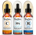 TruSkin Serum Trio with Vitamin C, Retinol & Hyaluronic Acid, 1 fl oz Each | Complete anti aging AM, PM & all-day skincare routine with coordinated serums to brighten, smooth & hydrate skin