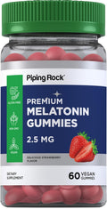 Piping Rock Melatonin Gummies 2.5 mg | 60 Count | Strawberry Flavor Gummy | Vegan, Non-GMO, Gluten Free Supplement