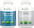 Magnesium Glycinate 400mg + Selenium 200mcg - Vegan Bundle - 270 Tablets & 365 Capsules - Made in USA