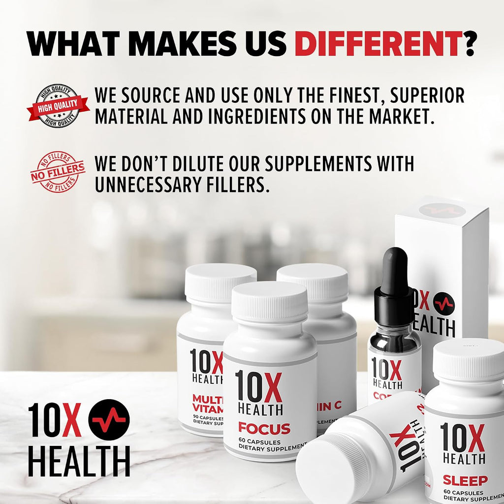 10X Health Sleep Supplement - 60 Capsules | Melatonin 3mg: L-Theanine & Magnesium, 3-in-1 Natural Sleep Support, 60 Capsules