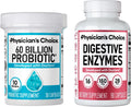 Physician's CHOICE - Optimal Gut Health Bundle: 60 Billion Probiotics + Digestive Enzyme 90ct for Digestive Comfort and Immune Support