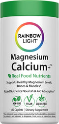 Rainbow Light Magnesium Calcium + Supplement | 180 Tablets | Real Food Nutrients & Digestive Complex | Supports Healthy Magnesium Levels, Bones & Muscles