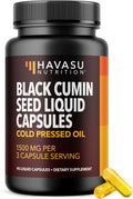 Black Seed Oil Capsules, Vegan, Non-GMO, Cold-Pressed Nigella Sativa, 90ct | 1500mg Per Serving Black Cumin Supplement for Skin Health, Immune Function, and Digestive Health, Unflavored, 30 Servings