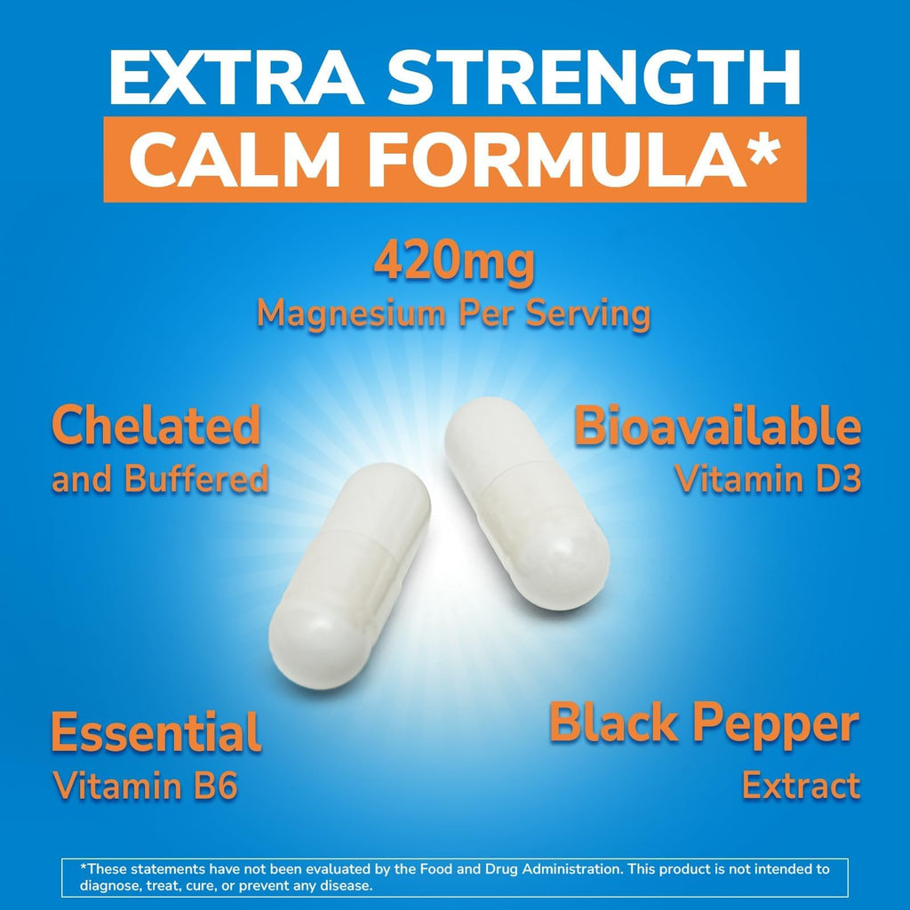 Vitalibre Magnesium Glycinate 420mg with Vitamin D3 B6, 120 Vegan Capsules | Chelated & Buffered Magnesium Supplement | High Absorption for Nerve, Bone, Heart, Mood, Sleep Support, Non-GMO