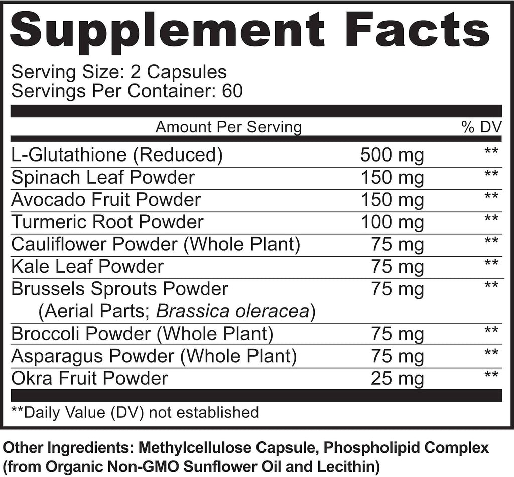 Liposomal Glutathione Supplement 500mg - Pure L Glutathione (GSH) Reduced - Active Form, Made with Organic Whole Food, Non GMO Phospholipid Complex - Antioxidant - 120 Count