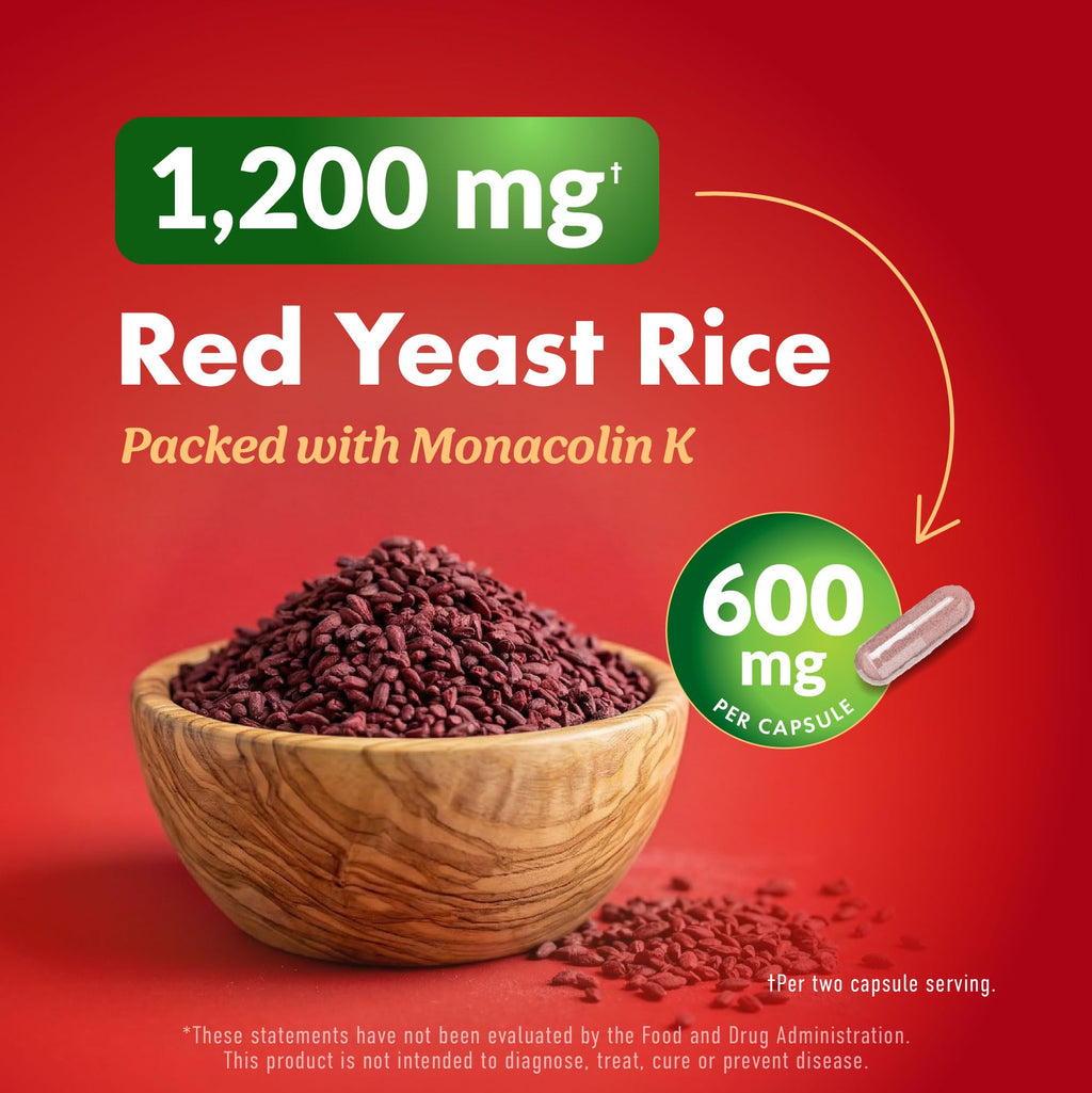 Red Yeast Rice with CoQ10 Supplement, Cholesterol & Heart Health Support | Extra Strength Red Yeast Rice 1200 MG (600 MG Per Capsule), Citrinin-Free, Doctor-Formulated, Non-GMO, Vegan, 120 Capsules