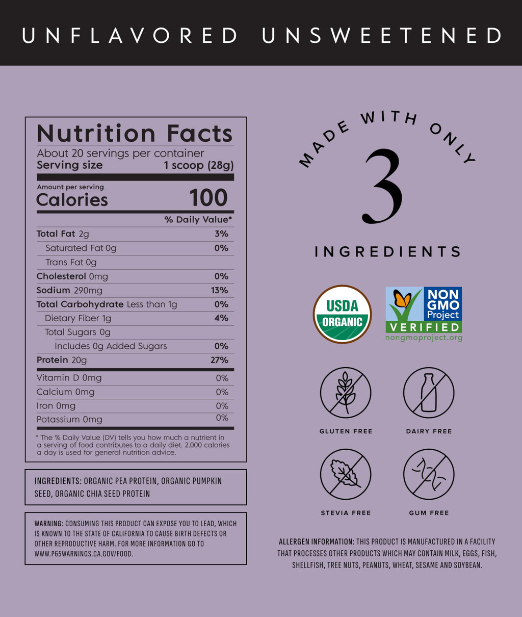 Truvani Organic Plant Based Protein Powder | Vanilla | 18 Servings | Vegan | 20g Pea Protein | Keto | Gluten & Dairy Free | Low Carb | No Added Sugar