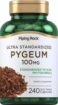 Piping Rock Pygeum | 100mg | 240 Capsules | Supplement for Men & Women | Pygeum Africanum Bark Extract | Ultra Standardized Phytosterols | Non-GMO, Gluten Free