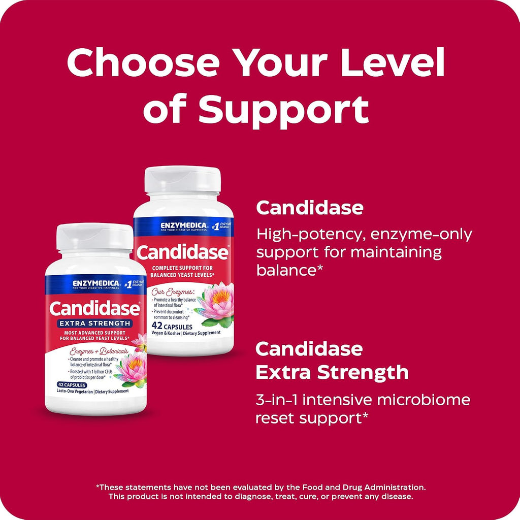 Enzymedica Candidase, Enzymes for Gentle Cleansing Support for Men & Women, Blended for Gut & Microbiome Health with Cellulase and Protease, 42 Count