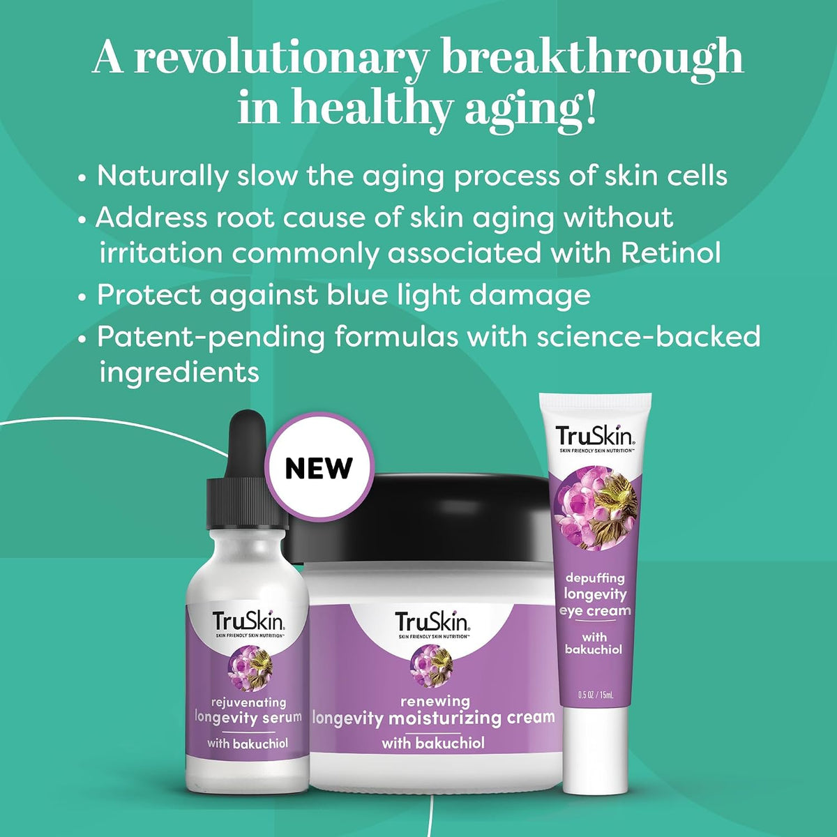 TruSkin Bakuchiol Face Serum, Gentle Retinol Alternative, 1 fl oz | With Snow Algae and Lingonberry stem cells to visibly smooth wrinkles and support healthy-looking, firmer skin